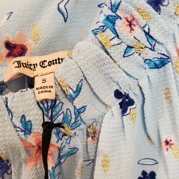 JUICY COUTURE BLUE PINK FLORAL HALTER DRESS - Picture 5 of 5